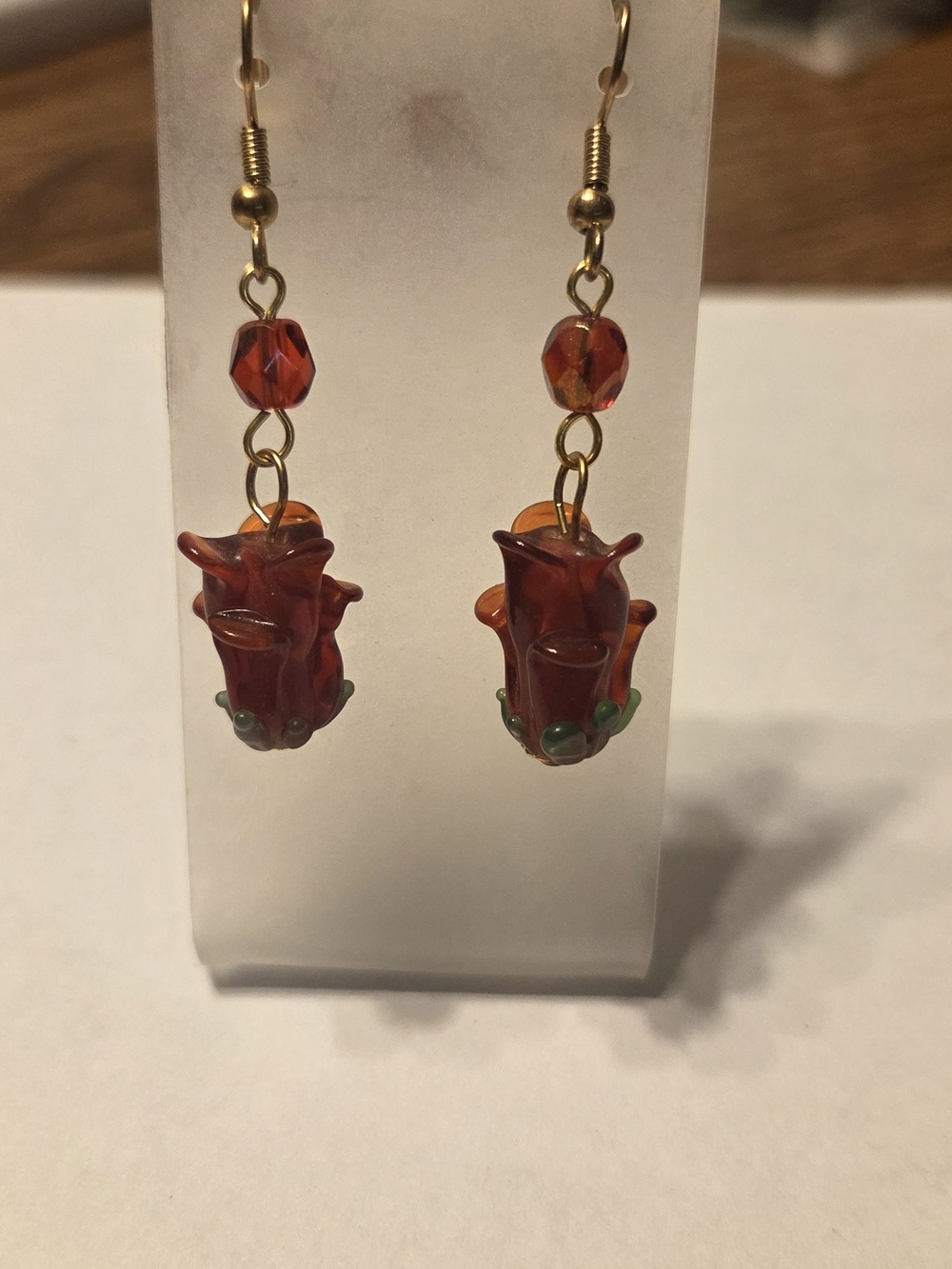 Lampworked Glass Flower Earrings--handmade